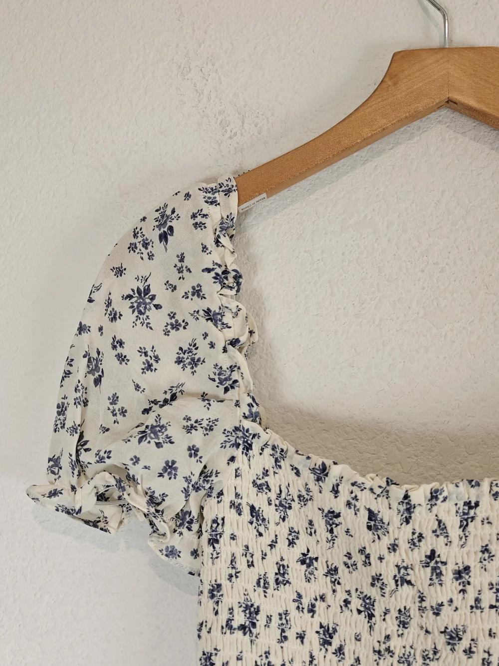 Reformation Jess Top Gracie Floral Smocked Puff Sleeve Crop S
